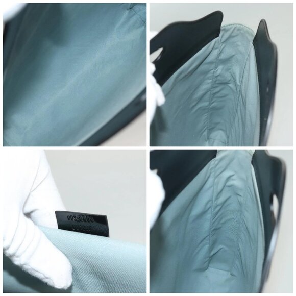 GUCCI Hand Bag Suede Light Blue Black 002 8000 Auth - Picture 14 of 15